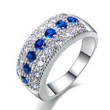 4ct Round Cut Blue Sapphire Wedding Band Ring 14k WhiteGold Finish Half Eternity