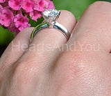 0.5ct Round Cut Moissanite 4 Prong Solitaire Engage Ring 14k White Gold Plated