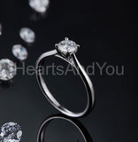 0.2ct Round Cut Moissanite Solitaire Women Engagement Ring 14k White Gold Plated
