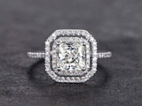 2.5ct Princess Diamond Round Accent Dual Halo Engagement Ring 14k WhiteGold Over