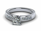 2.3ct Engagement Ring Princess Diamond Solitaire with Accent 14k White Gold Over