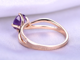 1.5ct Round Cut Purple Amethyst Engagement Ring Split Shank 14k Rose Gold Finish