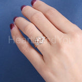 2.2ct Oval Cut Simulated Morganite Curved Band Bridal Set 14k Rose Gold Plated