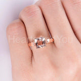 2ct Cushion Cut Simulated Peach Morganite Anniversary Ring 14k Rose Gold Plated
