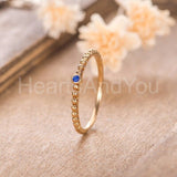 0.1ct Round Cut Simulated Sapphire Bezel Set Dainty Ring 14k Yellow Gold Plated