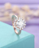 1.7ct Round Cut Diamond Engagement Ring Floral Cluster Halo 14k Rose Gold Finish