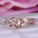 1.6ct Round Morganite Engagement Ring Floral Leaf Solitaire 14k Rose Gold Finish