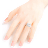 2ct Round Cut VVS1D Diamond Engagement Ring Cluster Halo 14k White Gold Finish