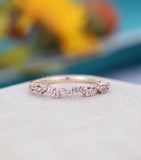 0.5ct Round Cut Simulated Purple Amethyst Minimalist Band 14k Rose Gold Plated