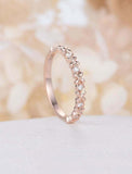1ct Round Cut Diamond Wedding Band Floral Petite Half Eternity 14k RoseGold Over