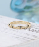 0.2ct Round Simulated Black Diamond Milgrain Wedding Band 14k Yellow Gold Plated