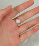 Halo Flower Engagement Ring 2.3ct Round Cut VVS1D Diamond 14k White Gold Finish