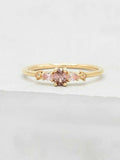 1ct Engagement Ring Oval Cut Morganite Five Stone Minimalist 14k Rose Gold Over