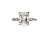 2.3ct Radiant Simulated Diamond Solitaire with Accents Ring 14k WhiteGold Plated