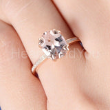 2ct Oval Cut Simulated Morganite Flower Prong Set Ring 14k Rose Gold Plated
