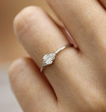1.2ct Oval Cut Diamond Engagement Ring Petite Minimalist 14k White Gold Finish