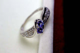2.25ct Engagement Ring Round Cut Blue Tanzanite Swirl Twist 14k White Gold Over