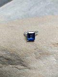 2ct Engagement Ring Emerald Blue Sapphire Braided Solitaire 14k White Gold Over