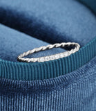 0.2ct Round Cut Moissanite Twisted Minimal Engagement Ring 14k White Gold Plated