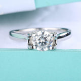 2.1ct Round Diamond Unique Tension Setting Solitaire Ring 14k White Gold Finish