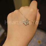 1ct Round Cut Moissanite Butterfly Statement Pendant Chain 14k YellowGold Plated