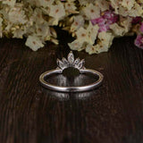 Curved Crown Wedding Ring Band 1ct Marquise Cut Diamond 14k White Gold Finish