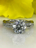 1.5ct Round Cut Diamond Infinity Solitaire Engagement Ring 14k White Gold Finish