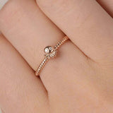 Octopus Minimalist Engagement Ring 0.1ct Round Cut Diamond 14k Rose Gold Finish