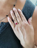 2.3ct Engagement Ring Round Cut Pink Ruby Split Shank 14k Yellow Gold Finish