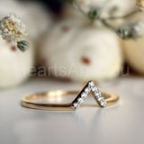 0.2ct Round Cut Moissanite V Shape Stackable Wedding Band 14K Yellow Gold Plated