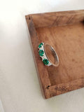 2.5ct Wedding Band Oval Cut Green Emerald Stylish Three Stone 14k WhiteGold Over