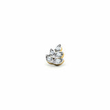 0.3ct Round Cut Diamond Leaf Design Nose Pin Ring Piercing 14k YellowGold Finish