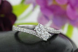 Two Stone Solitaire Engagement Ring 2ct Round Cut Diamond 14k White Gold Finish