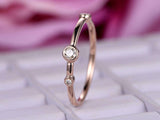 0.2ct Round Cut Diamond Engagement Ring Stackable Minimalist 14k Rose Gold Over