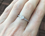1.3ct Round Diamond Engagement Ring Solitaire with Accents 18k White Gold Finish