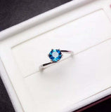0.4ct Engagement Ring Round Cut London Blue Topaz Solitaire 14k White Gold Over