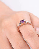 2Ct Round Cut Purple Amethyst Engagement Ring 14K Rose Gold Over Marquise Accent