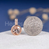 1ct Round Simulated Peach Morganite Bezel Set Pendant Chain 14k Rose Gold Plated