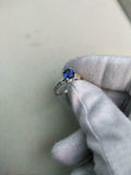1ct Engagement Ring Round Cut Sapphire Leaf Shank Solitaire 14k White Gold Over