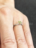 0.5ct Round Cut Simulated Green Peridot Solitaire Ring 14k White Gold Plated