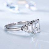 2.3ct Radiant Cut Diamond Trilogy Round Accents Ring 14k White Gold Finish