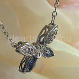 2ct Marquise Simulated Sapphire Butterfly Pendant Chain 14k White Gold Plated
