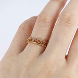 Milgrain Princess Crown Engagement Ring 0.2ct Round Diamond 14k Yellow Gold Over