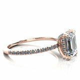 2.9ct Emerald Diamond Engagement Ring Solitaire with Accent 14k White Gold Over