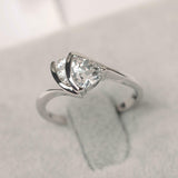 1ct Trillion VVS1D Diamond Curved Solitaire with Accent Ring 14k White Gold Over