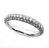 3Ct Round Brilliant Cut Diamond 3 Row Iced Eternity Band 18K White Gold Finish