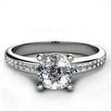 1.4ct Cushion Cut Diamond Accent Solitaire Engagement Ring 14k White Gold Finish
