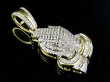 2.3ct Round Cut VVS1D Diamond Pendant Iced Praying Hand 14k Yellow Gold Finish
