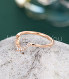 0.15ct Round Cut Moissanite Minimalist Women Wedding Band 14k Rose Gold Plated