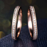 2ct Round Cut Diamond Milgrain Half Eternity Wedding Bands 14k Rose Gold Finish